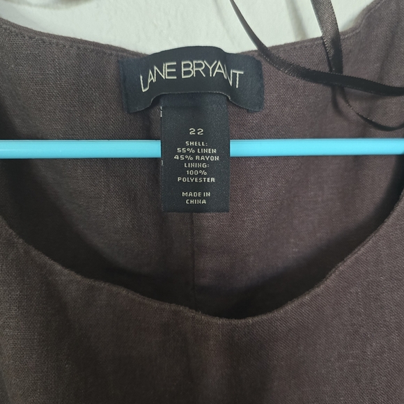 Lane Bryant Sleeveless Dress Brown Linen Neutral Breathable Blend Size 22 - Picture 2 of 4